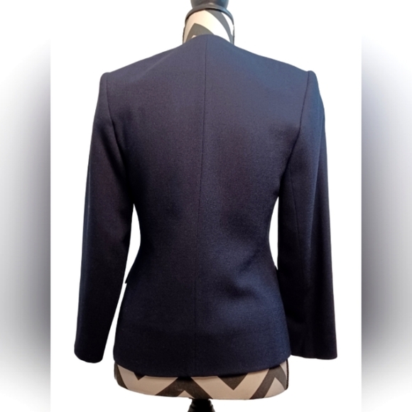 Vintage Navy Blue Military Chic 100% Wool Double Breasted Structured Jacket - Picture 2 of 15